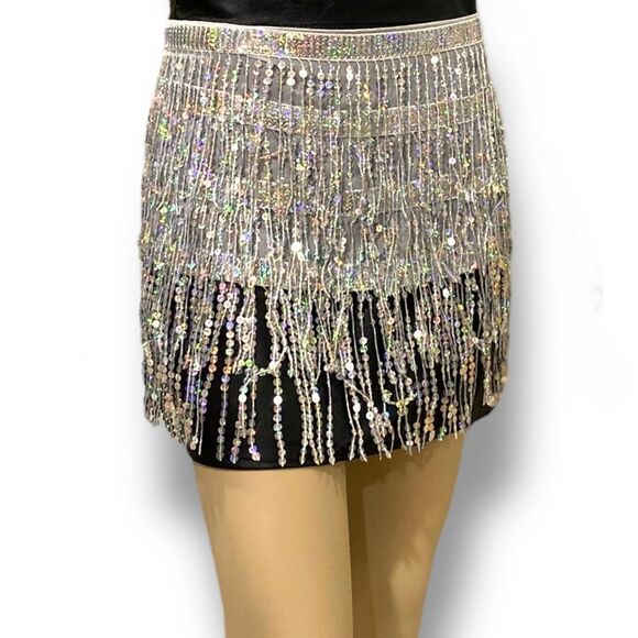 Silver Sequins Waist Wrap Tassel Fringe Belt NEW - Picture 2 of 2